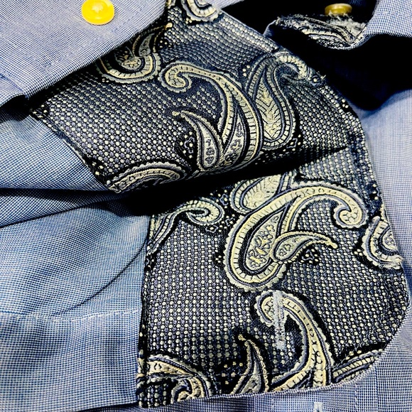 Ziggurat Men's Contrasting Cuffs Blue Press Dress Shirt Size 2XLT Multicolor - Picture 6 of 7